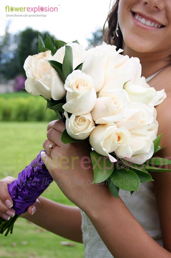 All White Rose Bridal Bouquet