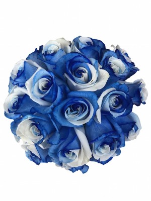 Blue and White Roses Bouquet