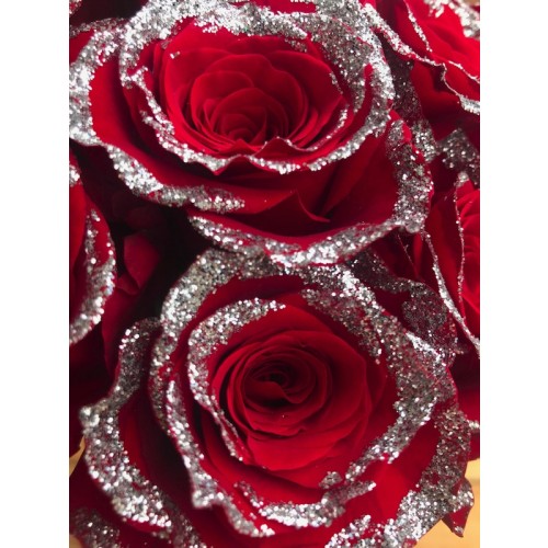 Red glittered flowers