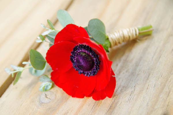 Anemone Red Boutonniere